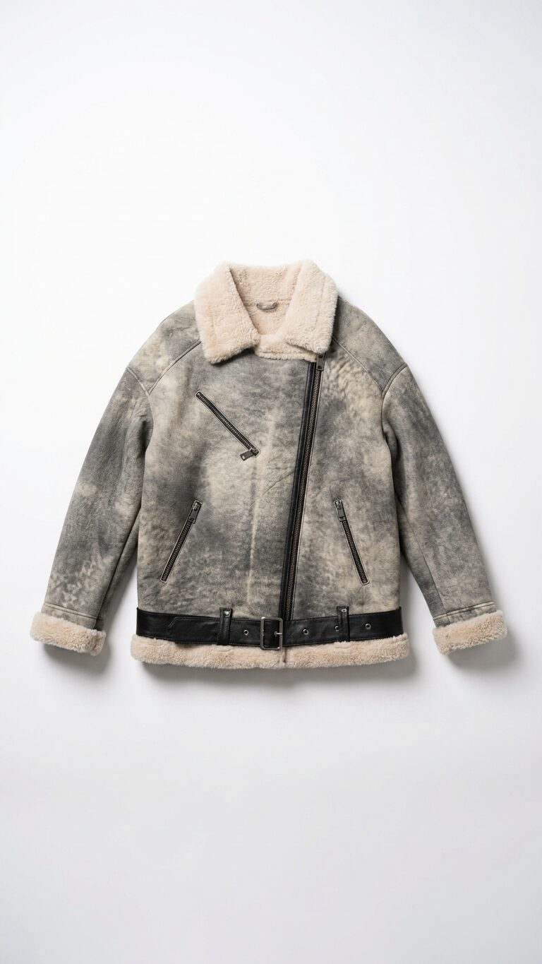 Oversize Kadın Kürk Eskitme Görünümlü Modern Kışlık Ceket Modası